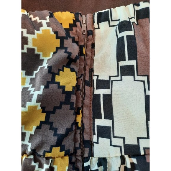 Torrid womens strapless halter short mini dress gold brown geo lined size 26 - Picture 10 of 13